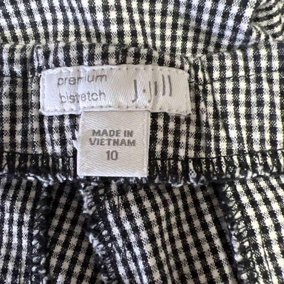 J Jill Premium BI Stretch Crop Pant 10 Black White Gingham Pull On Straight Cuff - Picture 5 of 11